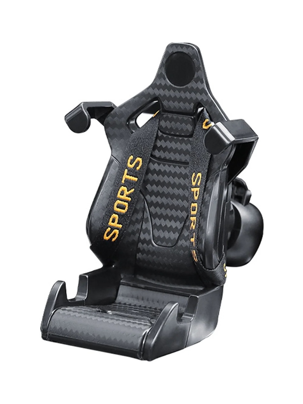 Black Racing Style Seat with Yellow 'SPORTS' Straps